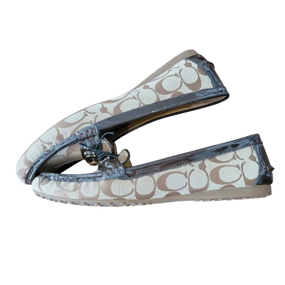 Coach Fortunata CC Metal & Brown Signature Logo Jacquard Flat/Loafers - Picture 5 of 11